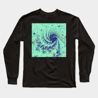 Swirling Aqua Mandelbrot Fractal Long Sleeve T-Shirt